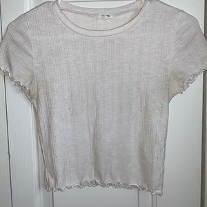 white garage cropped tee